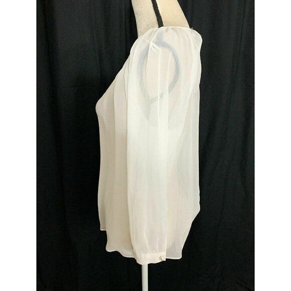 Zara Womens Solid White Sheer Long Sleeve Button Down Top Blouse Xs - Picture 4 of 6